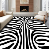 Safari Zebra Print Faux Suede Area(Black)