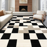 Geometric Block Patio Black & Beige Reversible(Beige)