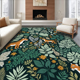 Ultra Soft Area Rug, Non Slip, Stain Resistant, Washable Area Rugs for Living Room, Bedroom, Modern Washable Botanical Playroom Area Rug(Green)