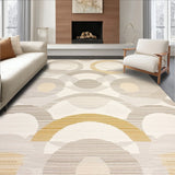 Beige Round Featuring Modern Minimalist Circular Line Art Design(Beige)