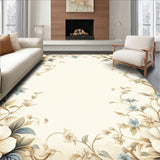 Vintage Floral Patterned with Beige Blossoms and Leafy Accents(Beige)