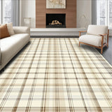 Modern Taupe and Beige Grid with Layered Plaid Stripes(Beige)
