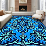 Elegant Swirl Abstract Artistic Contemporary Medallion Flow Motif (Blue)