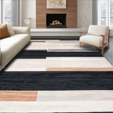 Boho Chic Black and Beige Area Abstract Stripe(Beige)