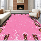 Ultra Soft Area Rug, Non Slip, Stain Resistant, Washable Area Rugs for Living Room, Bedroom, Cowgirl Themed Kitchen Decor Door Mat(Pink)
