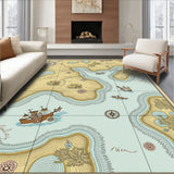 Tropical Seascape Treasure Cove Nautical Adventure Map(Beige)