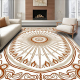 Boho Sunburst Interlocking Motif Retro Artistic(Brown)