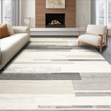 Beige and Slate Abstract Linear Runner With Subtle Distressed Stripes(Beige)