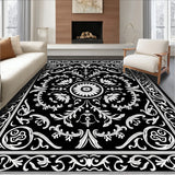 Floral Medallion Scrollwork Enhanced by Ornate Vine Filigree (Black)