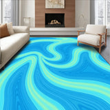 Luxurious Velvet Wave Motif Covering with Fluid Shapes and Serene Flow (Blue)