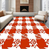 Harvest Buffalo Check Decorative Floor with Autumn Vibes(Red)