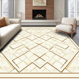 Ivory Beige Diamond Trellis Area with Geometric Weave(Beige)