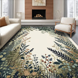 Ultra Soft Area Rug, Non Slip, Stain Resistant, Washable Area Rugs for Living Room, Bedroom, Insect Botanical Boho(Black)