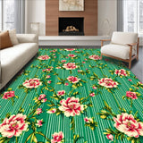 Ultra Soft Area Rug, Non Slip, Stain Resistant, Washable Area Rugs for Living Room, Bedroom, Vintage Floral Bedroom Low Pile Soft Carpet(Green)