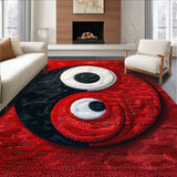 Ultra Soft Area Rug, Non Slip, Stain Resistant, Washable Area Rugs for Living Room, Bedroom, Yin Yang Ba-gua Round(Red)