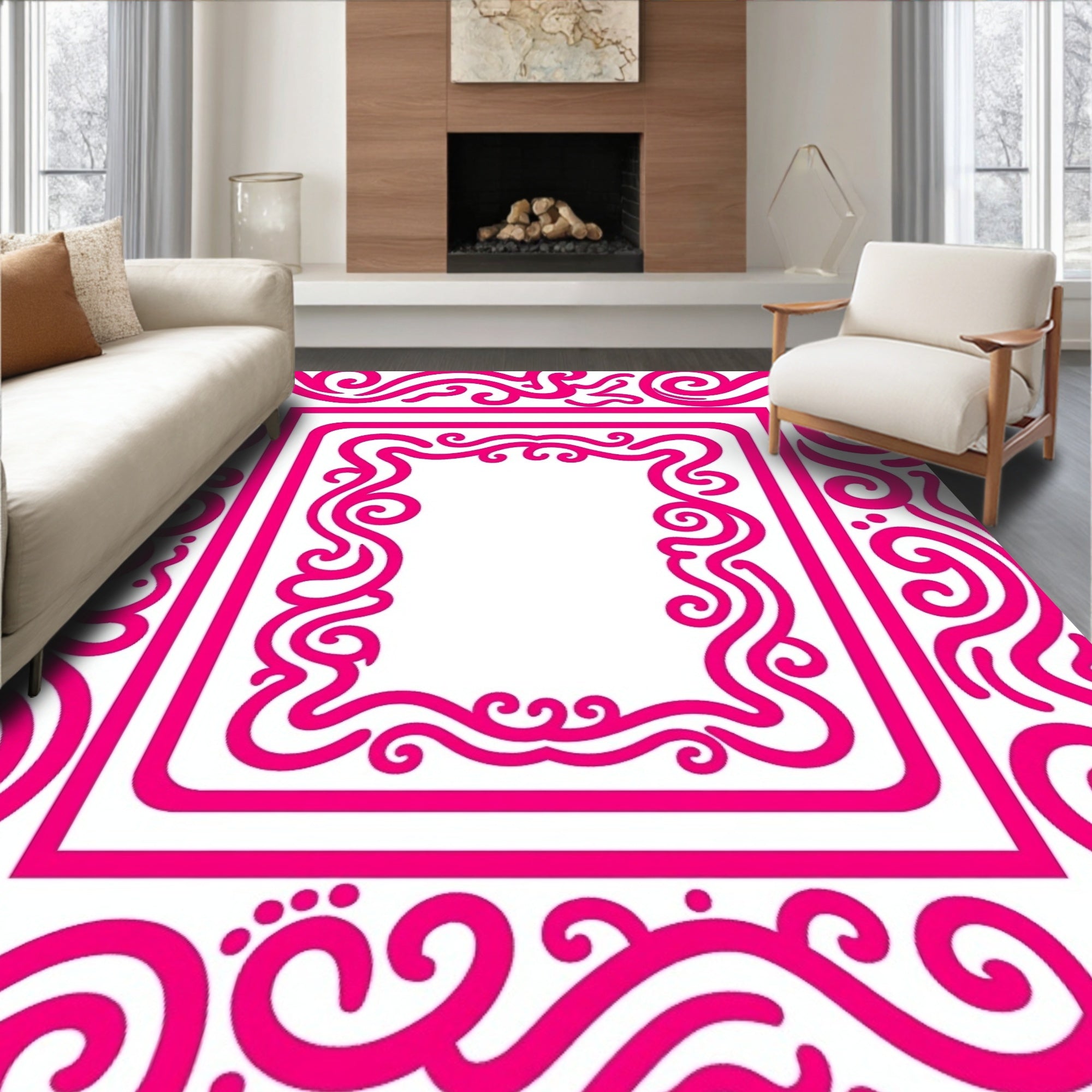 Luxurious Swirl Elegant Vibrant Contemporary Decorative (Pink) - ODIKA