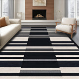 Coastal Black And White Front Door Striped Welcome Mat(Black)