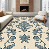 Damask Floral Motif Non Shedding Floor Covering(Beige)