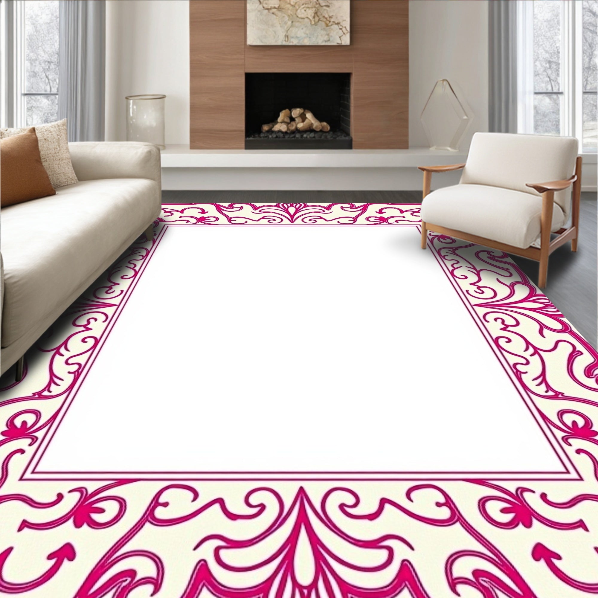 Classic Damask Scrollwork with Interlocking Filigree Details (Pink) - ODIKA