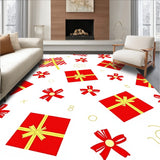 Joyful Gift Box Motif with Ribbon Bow Accents Floor(Red)