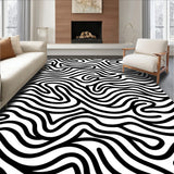 Abstract Wave Ripple Floor Covering with Flowing Curved(Black)
