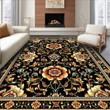 Ultra Soft Area Rug, Non Slip, Stain Resistant, Washable Area Rugs for Living Room, Bedroom, Elegant Floral Non-Slip Living Room Rug(Black)