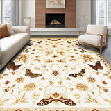 Beige Insect Moth Butterfly Floral Area(Ivory)