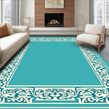 Elegant Bordered Tapestry With Ornamental Framing Design (Blue)