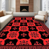 Rustic Cabin Plaid Featuring Folk Interlocking Ornamentation(Red)