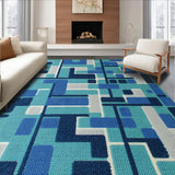 Ultra Soft Area Rug, Non Slip, Stain Resistant, Washable Area Rugs for Living Room, Bedroom, Farmhouse Primitive Jute Star(Blue)