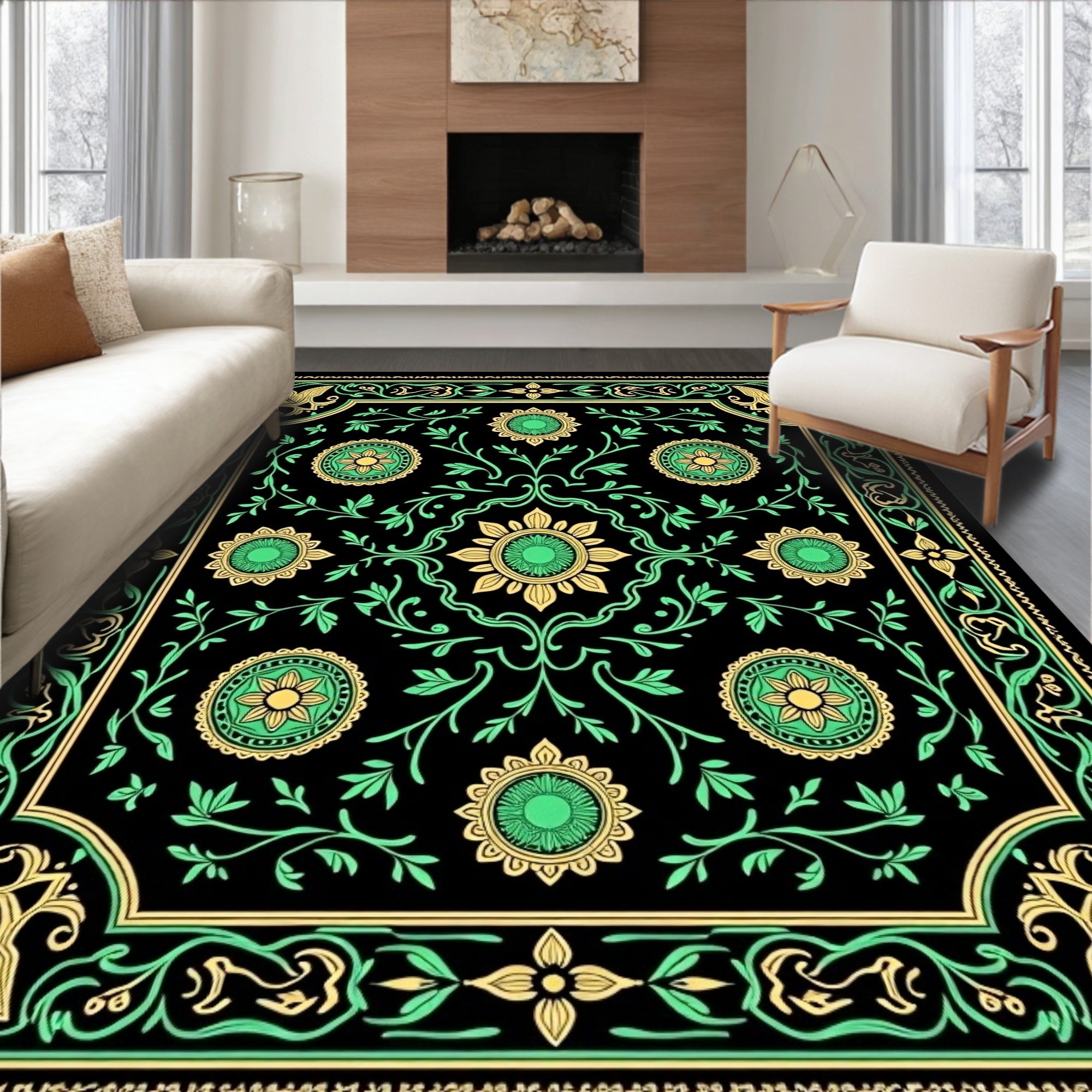 Luxurious Verdant Botanical Interlocking Medallion Treasure (Black) - ODIKA