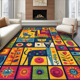 Educational Play Mat Colorful Shapes & Animals Area Rug(Blue)