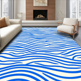 Zen Wave Ripple with Flowing Curved Lines Abstract Design (Blue)