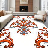 Distressed Damask Scroll with Weathered Finish Effects (Orange) - ODIKA