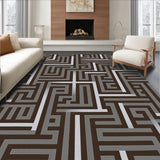 Modern Maze Interlocking with Subtle Metallic Accents(Brown)