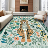 Ultra Soft Area Rug, Non Slip, Stain Resistant, Washable Area Rugs for Living Room, Bedroom, Playful Kids Jungle Themed Rug Non-Slip Vibrant Decor(Green)