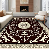 Interlocking Trellis Medallion with Ornate Scrollwork Accents (Brown)