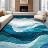 Coastal Breeze Area Rug Grey & Blue Washable Carpet(Blue)
