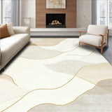 Elegant Edge Beige Area with Subtle Wave Design(Beige)