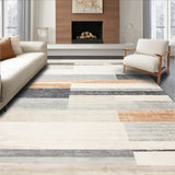 Neutral Toned Abstract Runner Featuring Beige and Slate Linear Motifs(Gray)