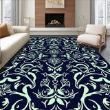 Botanical Vine Scroll Dense Modern Abstract Flowing Design (Blue)