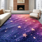 Ultra Soft Area Rug, Non Slip, Stain Resistant, Washable Area Rugs for Living Room, Bedroom, Tie Dye Star Glitter Shaggy(Purple)
