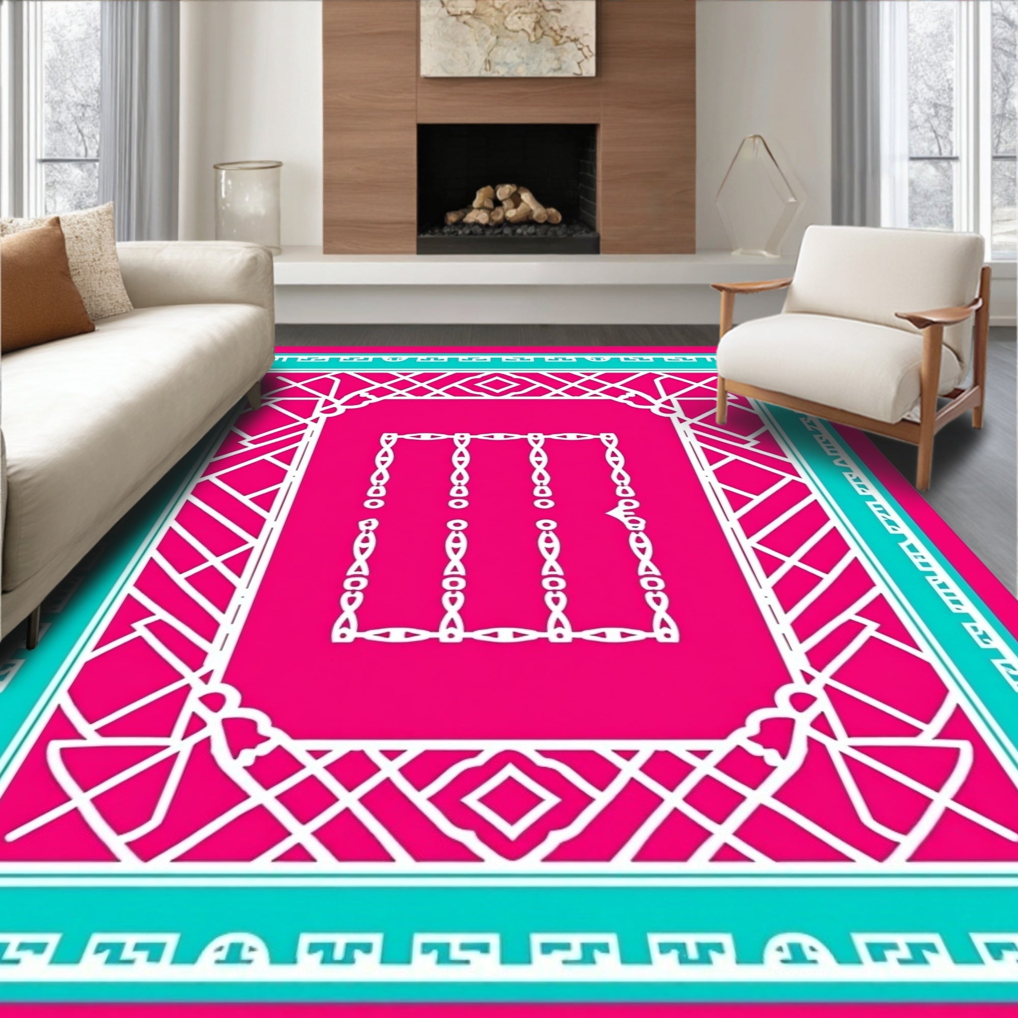 Elegant Lattice Framework Border Classic Symmetrical Motif (Pink) - ODIKA