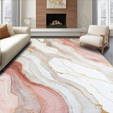 Elegant Pale Pink and Taupe Abstract Area with Subtle Marble Veining(White)