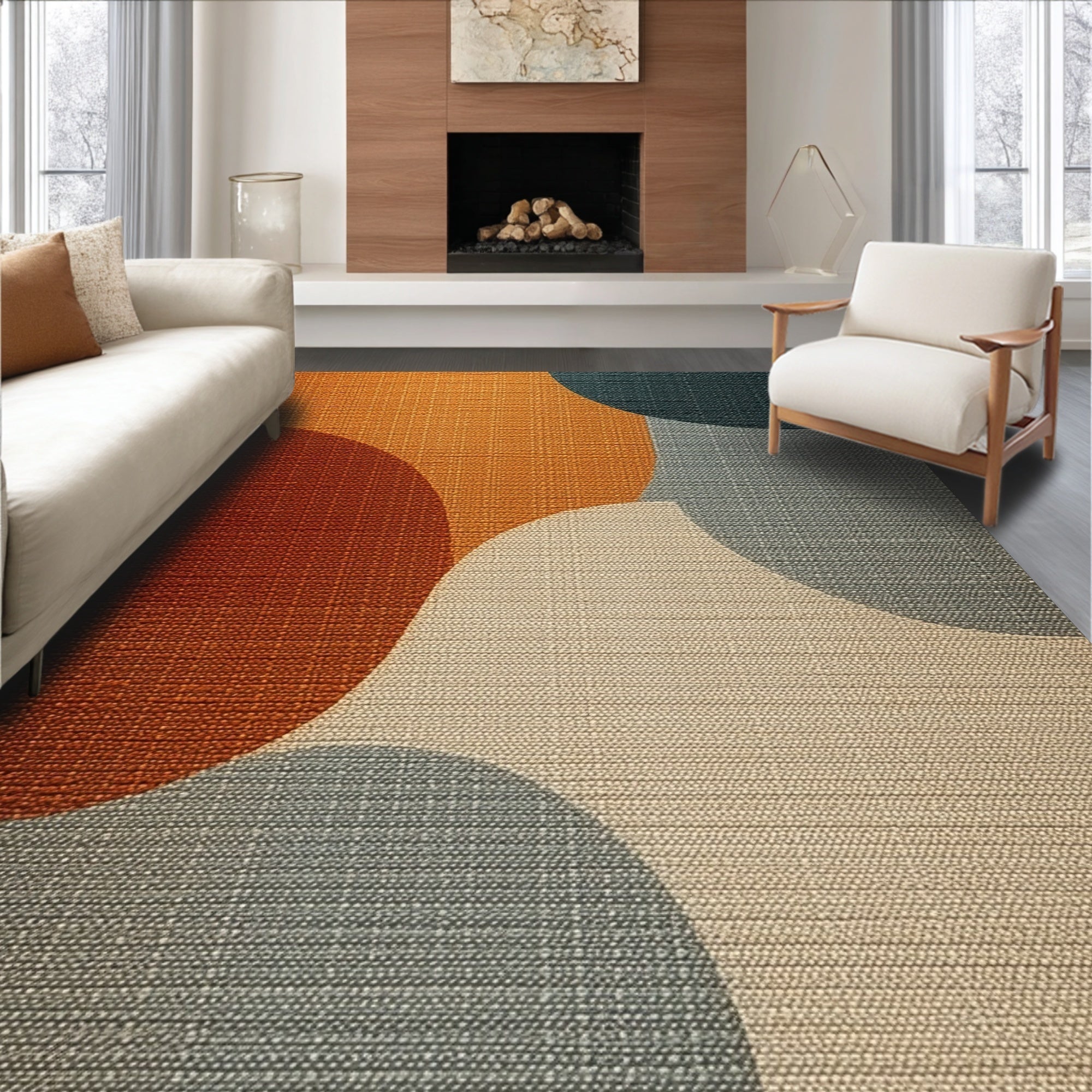 Ultra Soft Area Rug, Non Slip, Stain Resistant, Washable Area Rugs for Living Room, Bedroom, Contemporary Neutral Kids Playroom Foldable Area Rug(Orange)
