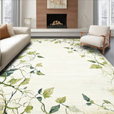 Artistic Distressed Area with Ornate Botanical Design(Beige)
