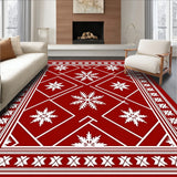 Snowflake Plaid Interlocking Lattice with Nordic Chevron Motifs(Red)