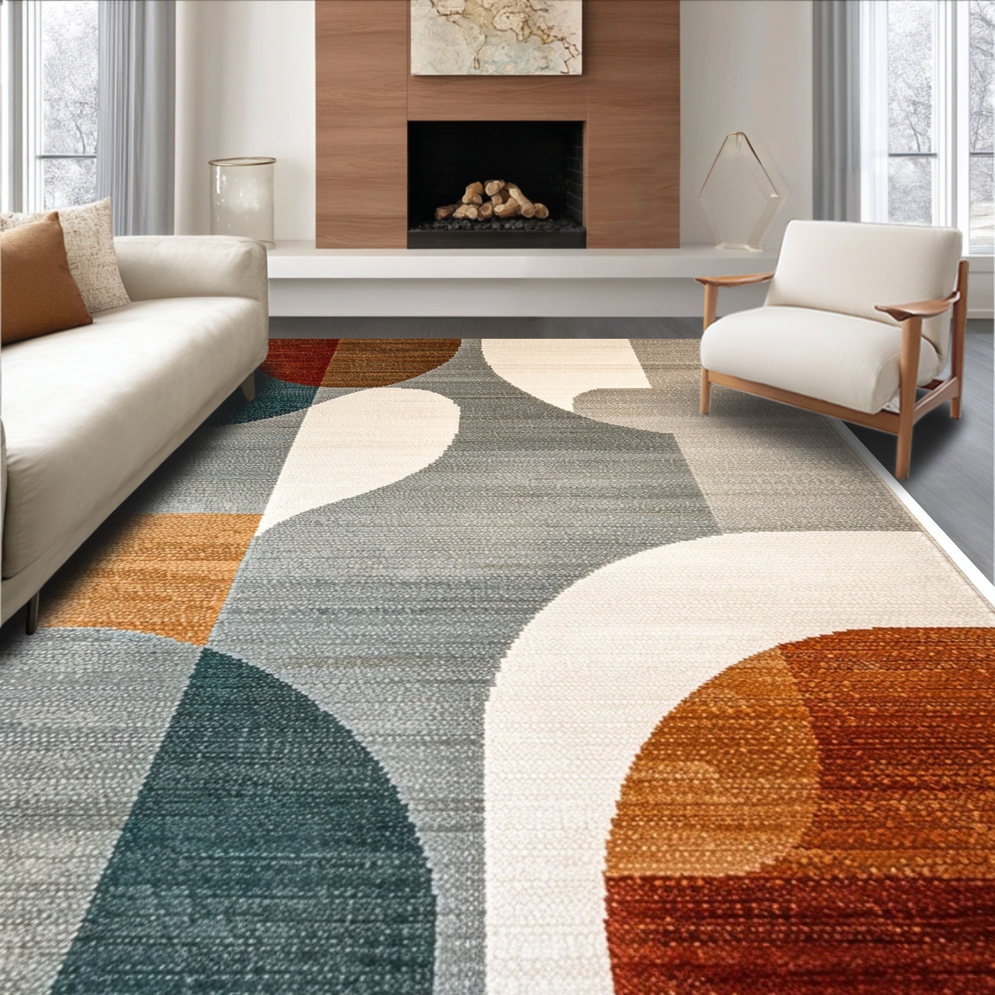 Ultra Soft Area Rug, Non Slip, Stain Resistant, Washable Area Rugs for Living Room, Bedroom, Modern Neutral Abstract Living Room Stain-Resistant Rug(Gray)