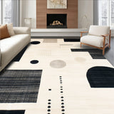 Contemporary Deck Abstract Block Print Beige & Black(Beige)