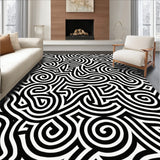 Midnight Cascade Interlocking Maze Spiral Elegant Minimalist(Black)